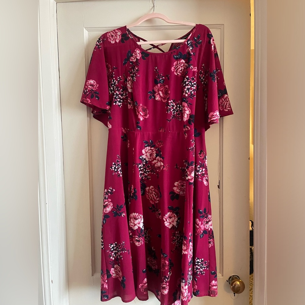 Special Occasion Summer Dress - Classic A Line with Rich Red Colour Luxe Details